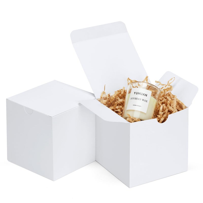Eupako Gift Boxes 4x4x4 25 Pack White Kraft Paper Box with Lids Party Favor Boxes for Bridesmaids Proposal, Crafting, Cupcake, Wedding, Christmas - Image 1